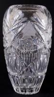 Ólomkristály váza, csiszolt, hibátlan, m:25 cm, d:9 cm / Lead crystal vase, perfect condition