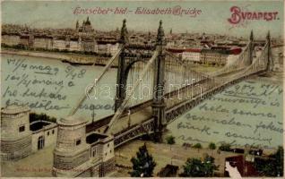 Budapest, Erzsébet híd, litho (EK)