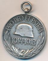 1929. Magyar Háborús Emlékérem kardokkal, sisakkal "Pro Deo et Patria" ezüstözött Br kitüntetés mellszalagon "BRONZ" jelzéssel T:2- Hungary 1929. Commemorative Medal for World War I for combatants, tombac medal on wartime ribbon, with "BRONZ" hallmark C:VF