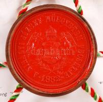 1905 Gépészmérnöki pergamen oklevél szép viaszpecséttel a fa fedél nélkül / 
1905 Ingeniur pergamin ...