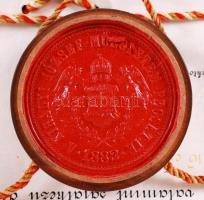 1916 Gépészmérnöki pergamen oklevél szép függő viaszpecséttel / 
1916 Ingeniur pergamin warrant 70x4...