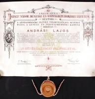 1936 Gépészmérnöki pergamen oklevél szép függő viaszpecséttel /  1936 Ingeniur pergamin warrant 60x40 cm