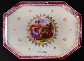 Csehszlovák süteményes készlet, jelzett, matricás, kopott, hibátlan,