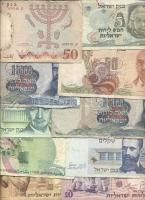 Izrael DN. ~50db bankjegyből álló tétel, jobb darabokkal T:vegyes Israel ND ~50 pieces of various paper money C:mixed