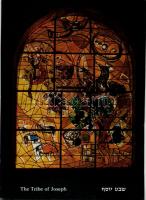 13 db modern képeslap: Marc Chagall színes ólomüvegablakai a jeruzsálemi Héber Egyetem Hadassah Kórh...