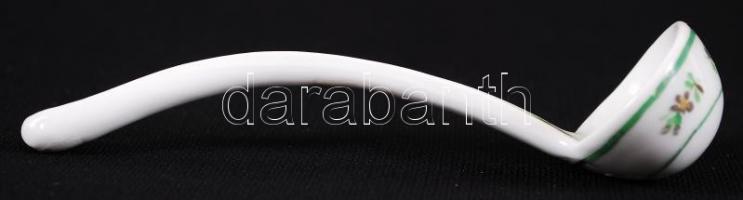 Cca 1900 porcelán mustáros kanál, kézzel festett, jelzés nélküli, h:13 cm