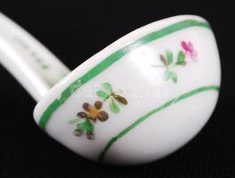 Cca 1900 porcelán mustáros kanál, kézzel festett, jelzés nélküli, h:13 cm