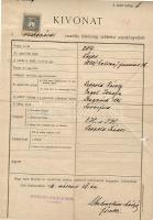 Kivonat a szekszárdi izraelita hitközség születési anyakönyvéből