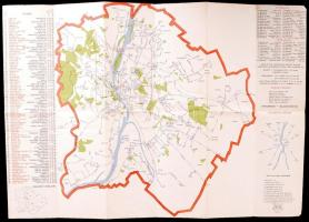 1965 A fővárosi autóbuszüzem vonalhálózati térképe, (Bp.), jó állapotban, rajta apró rajzok az autób...