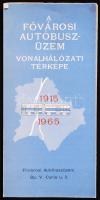 1965 A fővárosi autóbuszüzem vonalhálózati térképe, (Bp.), jó állapotban, rajta apró rajzok az autób...