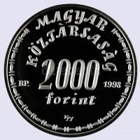 1998. 2000Ft Ag "Eötvös Lóránd" T:PP Dísztokban, tanúsítvánnyal. Csak 3000db!