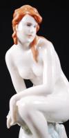 Zsolnay női akt, kézzel festett, jelzett/ Zsolnay chinaware figure 22 cm