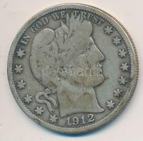 Amerikai Egyesült Államok 1912 1/2$ Ag T:3 USA 1912 1/2 Dollar Ag C:F