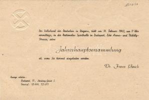 1943 Meghívó a magyarországi Volksbund közgyűlésére Volksbundos borítékban