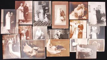 1910-1950 17db esküvői fotó szabadban, műteremben, lakásban, klf méretben /  Vintage wedding photos