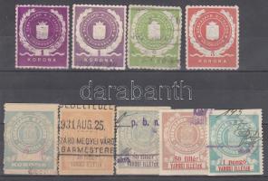 9 db Szekszárd városi okmánybélyeg