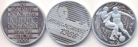 Fülöp Zoltán (1951-) 1986. "Hungaroring - Forma 1 Első Magyarországi Grand Prix" Al emlékérem + "175 éve született Doborjánban Liszt Ferenc-100 éve nyugszik a Bayreuthi temetőben" T:PP + Bognár György (1944-) 1986. "Labdarúgó Világbajnokság Mexikó" ezüstözött Al emlékérem T:PP