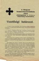 1938 Magyar Nemteziszocilista Párt vezetőségi határozata a titkos választójog kérdésében