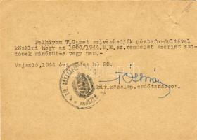 1944 levelezőlap felszólítás zsidó származás igazolására