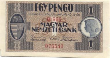 1938. 1P "H 966 / 076540" tépett ívszéllel és vágáshibával! T:II