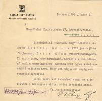 1941 Levél a Magyar Élet Pártja számára