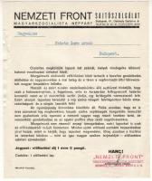 Nemzetiszocialista újság mellé mellékelt levél