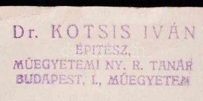 Cca 1930 A Pozsonyi úti református templom, Dr. Kotsis Iván építész bélyegzőjével, 24×18cm