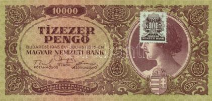 1945. 10.000P bélyeg (2x) egyiken rosszul felragasztva T:I-