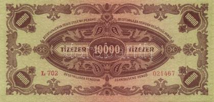 1945. 10.000P bélyeg (2x) egyiken rosszul felragasztva T:I-