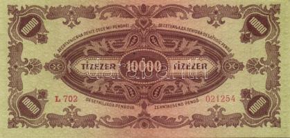 1945. 10.000P bélyeg (2x) egyiken rosszul felragasztva T:I-