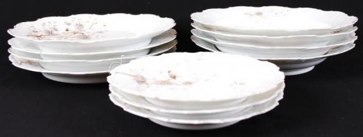 Hiányos madaras készlet, jelzés nélkül, matricás, néhány tányéron hajszálrepedések