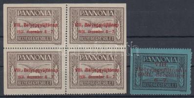 1931 Pannonia bélyeggyűjtőnap  5 db (2 féle) levélzáró