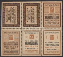 1921 Országos bélyegvásár levélzáró hatostömb barna / fekete színben