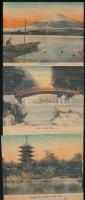 Japán rizspapírból készült levélpapír 12 klf ábrával, hozzá borítékok kis dobozban kb. az 1900-as évek elejéről