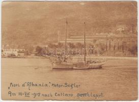 1915 Fiori d'Albania motoros hajó fotólap / motor ship photo