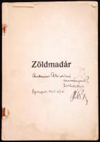 1935 Azonosítatlan alkotó dedikált színműve: Zöldmadár 90p.