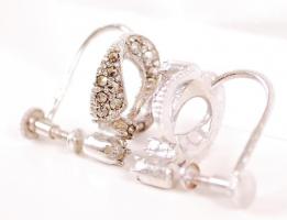 Ezüst (Ag) fülbevaló pár markazitokkal, srófos záródással / 
Screw back silver earrings with marcasi...
