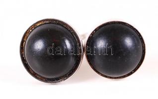 Egy pár ezüst (Ag) gyászfülbevaló fekete bakelittel / 
A pair of silver mourning earrings with black...