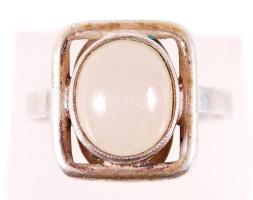 Ezüst (Ag) gyűrű rózsakvarccal /  Silver ring with rose quartz, s: 60, br: 5,8gr