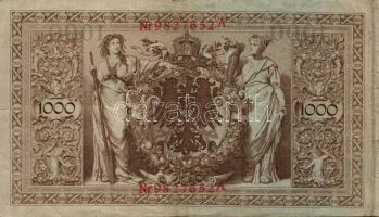 Német Birodalom/Császárság 1910. 1000M hétjegyű sorszám,zöld/piros pecsét (3x) T:III
German Empire 1...