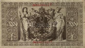 Német Birodalom/Császárság 1910. 1000M hétjegyű sorszám,zöld/piros pecsét (3x) T:III
German Empire 1...