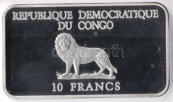 Kongó 2001. 10Fr Ag "Illúziók - Egy rózsa élete" (31.1g/0.999/47x27mm) multicolor, dísztok...