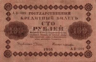 Oroszország 1918. 100R (6x) mind klf aláírásokkal T:III
Russia 1918. 100 Rubles (6x) with different ...