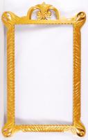 Egyedi készítésű dekoratív, faragott, arany színű szecessziós stílusú hársfa keret, hibátlan állapotban, belső: 75×44 cm, teljes méret: 100×61 cm / Hand crafted unique frame