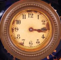 Josef Strnact óra és vázapár, fajansz, jelzett, matricás, apró kopások, m:24 cm