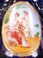 Josef Strnact óra és vázapár, fajansz, jelzett, matricás, apró kopások, m:24 cm