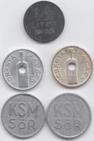 ~1930. Kőbányai Sör és Malátagyár Rt. Al Sör és Palack zsetonjai (4x) + Müncheni 1/2 Liter sör bárca T:2,2-