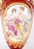 Josef Strnact vázapár, fajansz, jelzett, matricás, apró kopások, m:42 cm