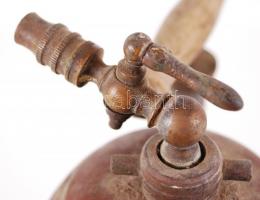 Régi, vörös- és sárgaréz bányászlámpa / 
Vintage miner's lamp from copper and brass, 33cm