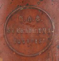 Régi, vörös- és sárgaréz bányászlámpa / 
Vintage miner's lamp from copper and brass, 33cm